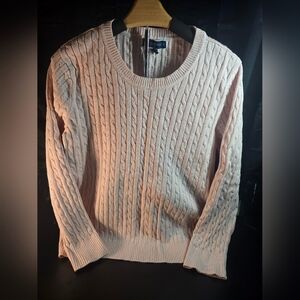 Karen Scott‎ Light Pink Cable Knit Sweater 100% Cotton Size Xl